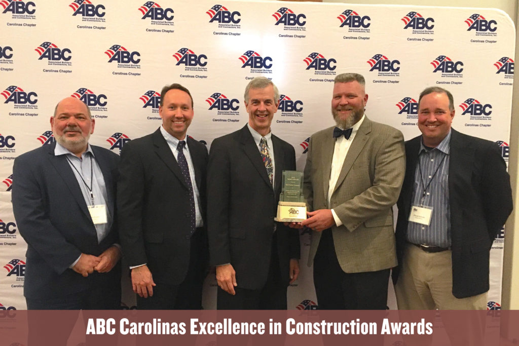 Shiel Sexton Southeast Region in Charlotte accepts the ABC Carolinas Excellence in Construction Merit Award for Johnson & Wales Food Labs.